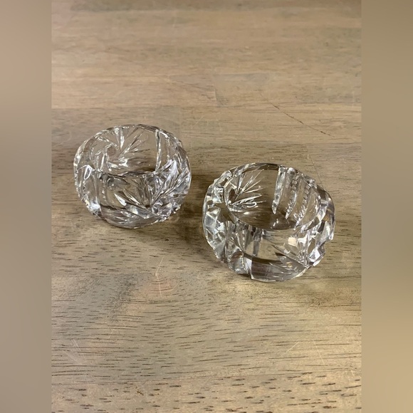 Vintage Cut Glass/Crystal Sawtooth/Sunburst Zipper Round Salt Cellar Lot Of 2 - Picture 3 of 8